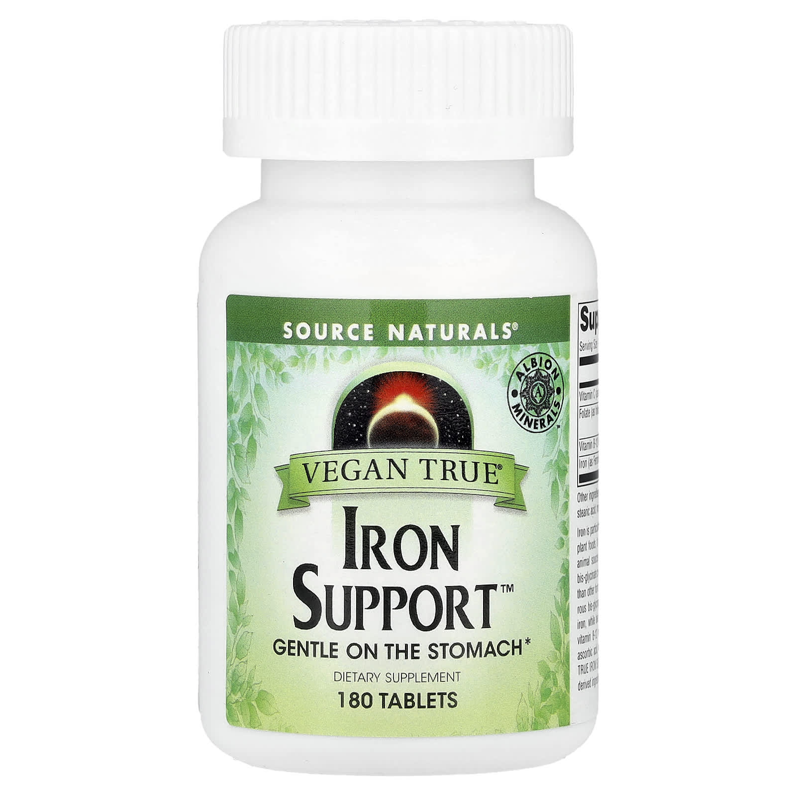 Железо Source Naturals Vegan True® Support™, 180 таблеток