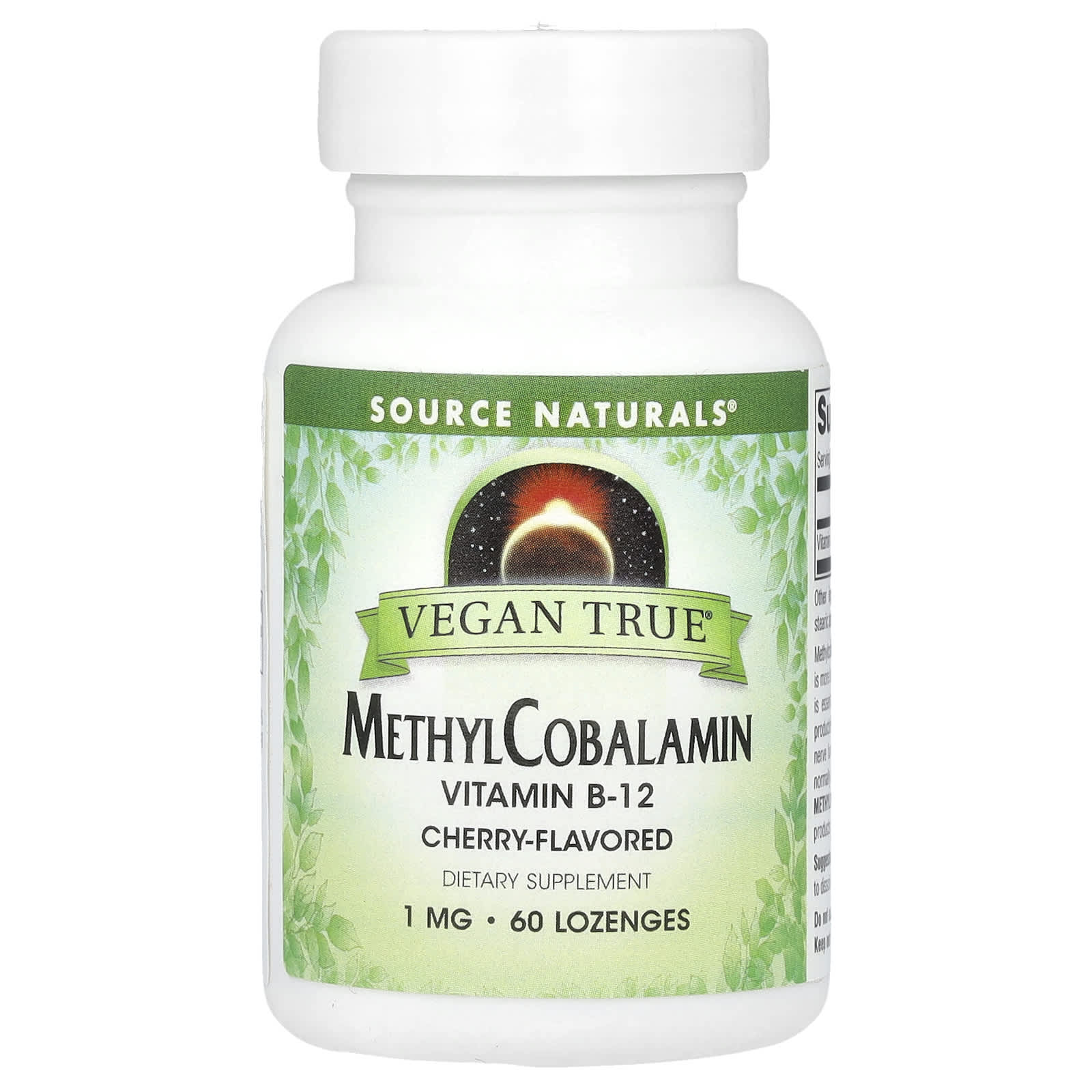 Метил B12 Source Naturals Vegan True, вкус Cherry, 1 мг, 60 пастилок