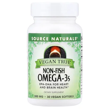Фото товара: Веганская омега-3 Source Naturals Vegan True® Non-Fish Omega-3s, 300 мг, 30 мягких капсул
