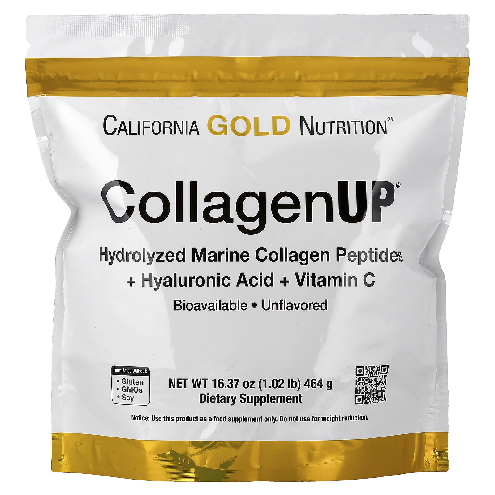 Гиалуроновая кислота California Gold Nutrition CollagenUP® Hydrolyzed Marine Collagen Peptides with and Vitamin C, без вкуса, 464 г, 1. — фото 4