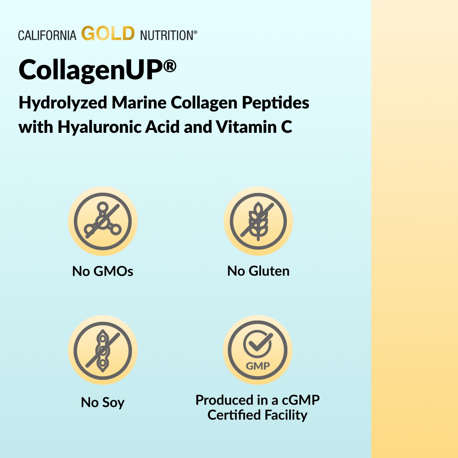 Гиалуроновая кислота California Gold Nutrition CollagenUP® Hydrolyzed Marine Collagen Peptides with and Vitamin C, без вкуса, 206 г — фото 8