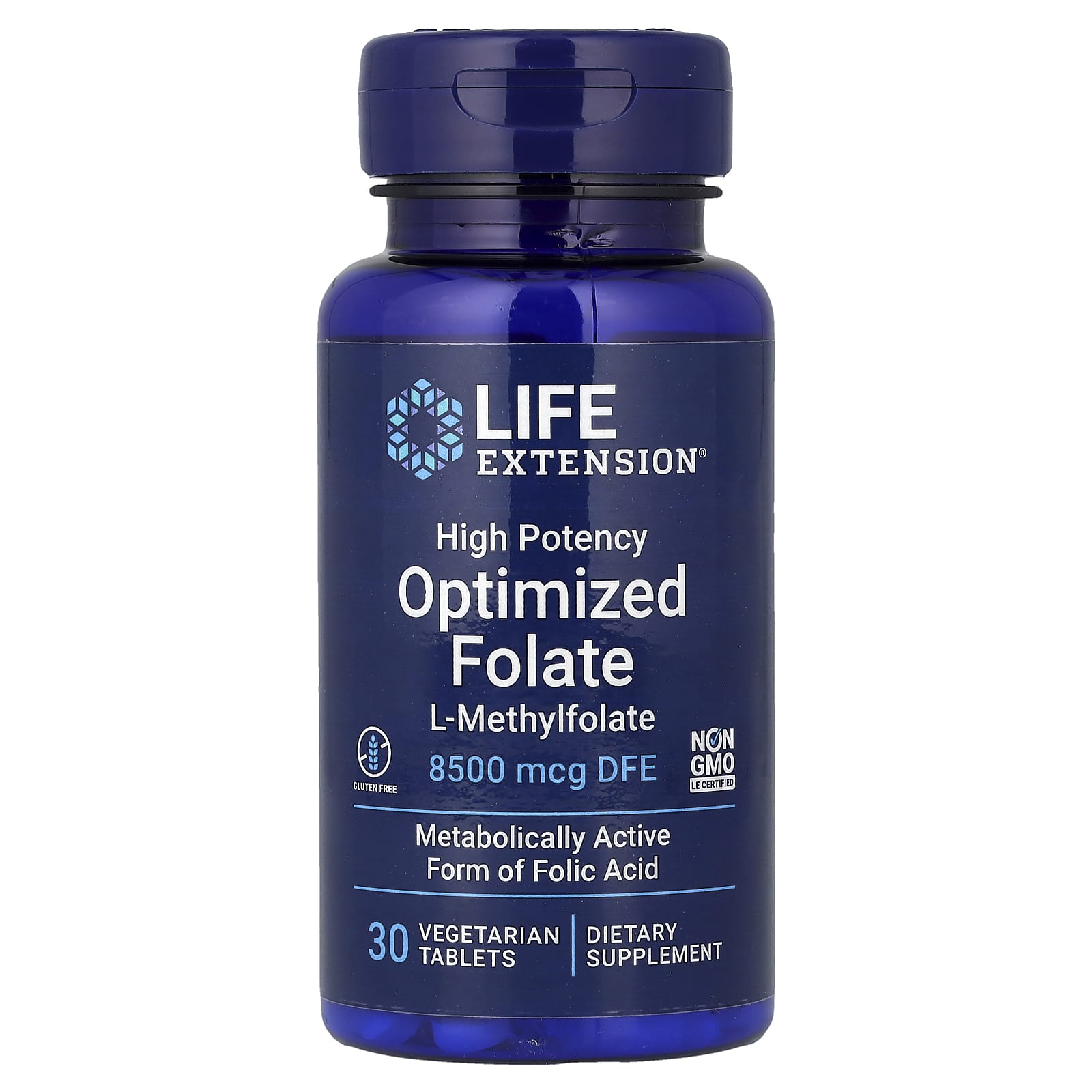 Фолат Life Extension Optimized High Potency DFE, 8500 мкг, 30 растительных таблеток
