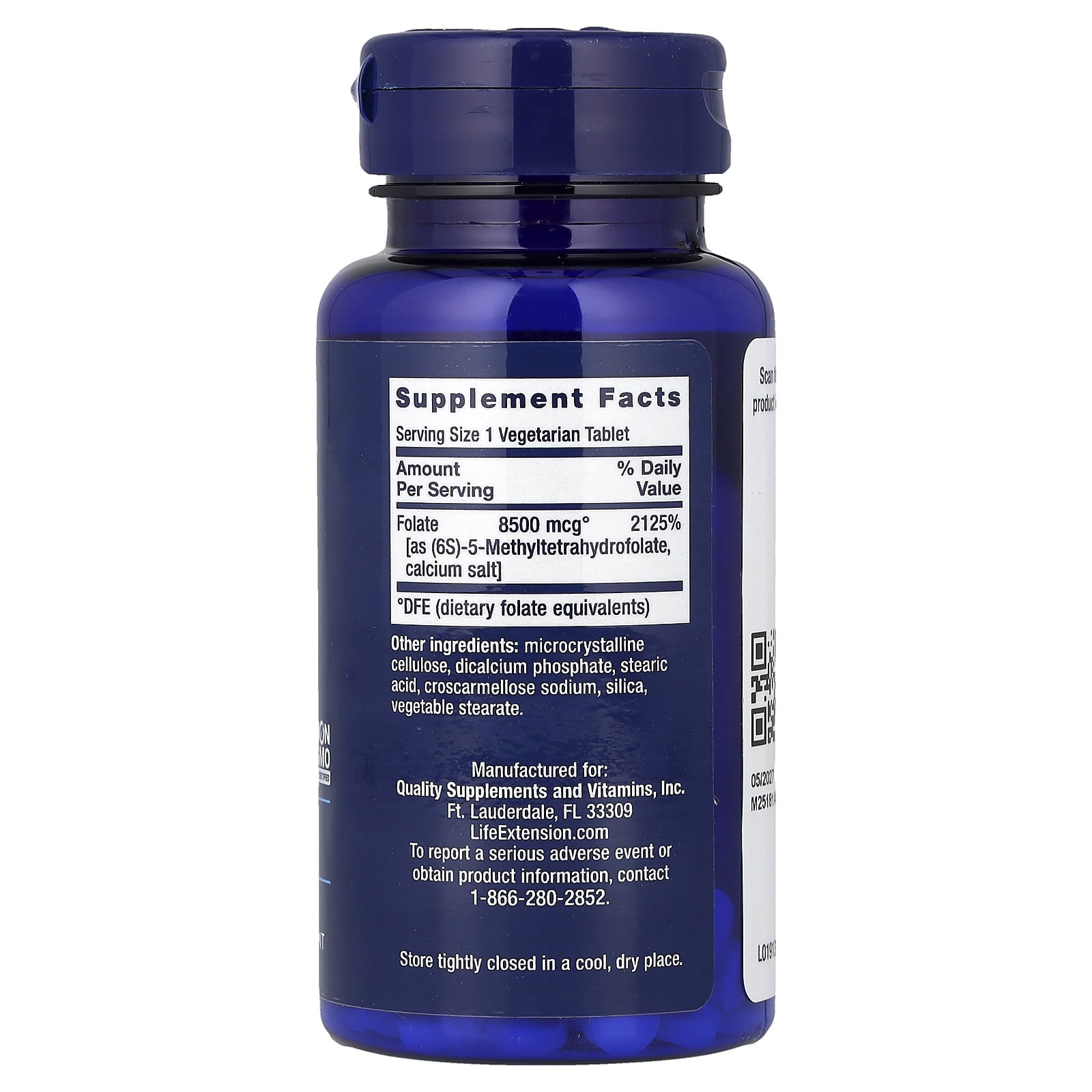 Фолат Life Extension Optimized High Potency DFE, 8500 мкг, 30 растительных таблеток — фото 2