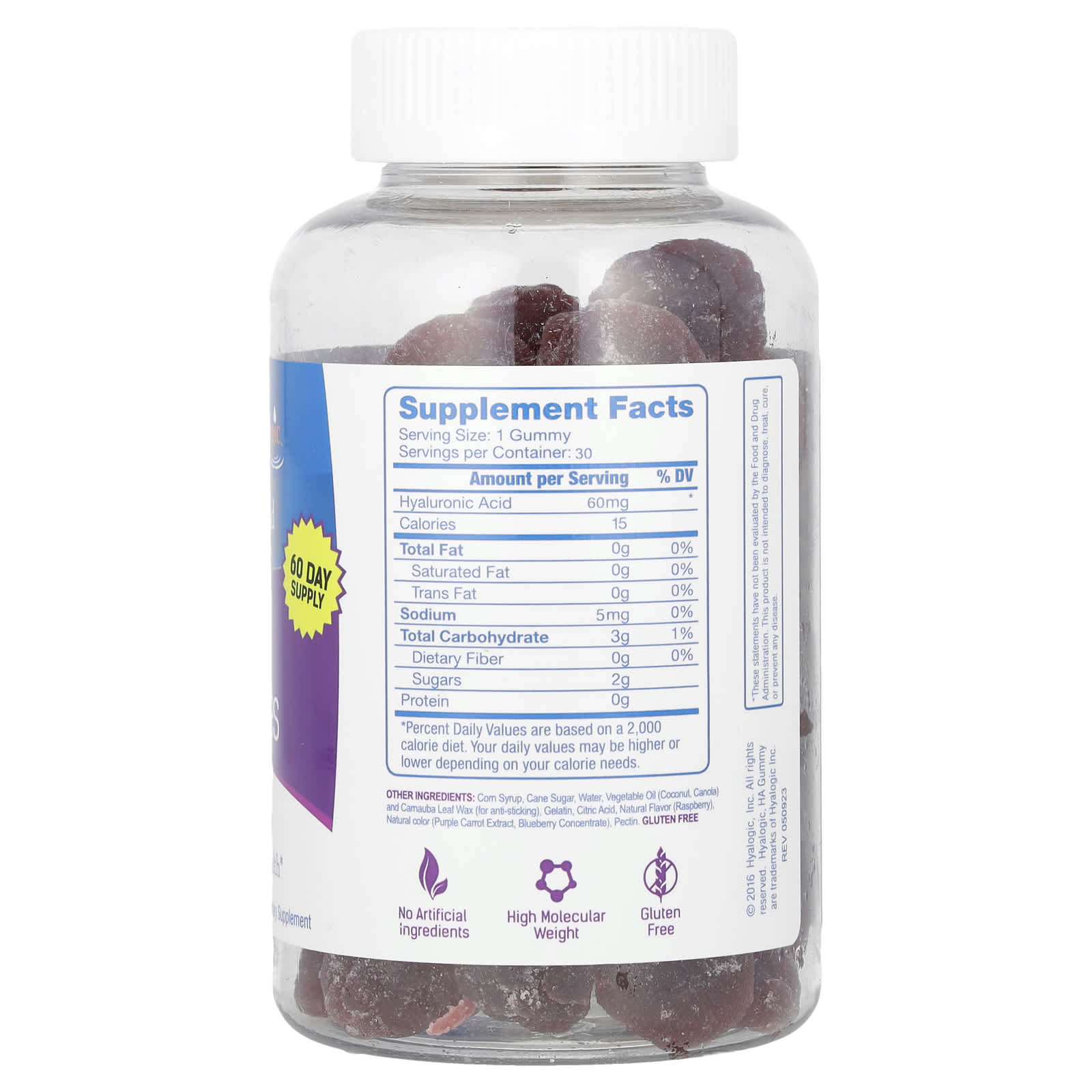 Гиалуроновая кислота Hyalogic HA Gummy, вкус Berry, 60 мг на пастилку, 60 жевательных пастилок — фото 2