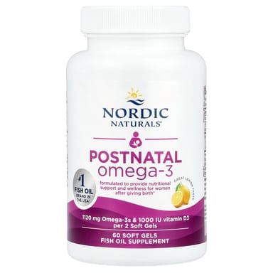 Омега-3 Nordic Naturals Postnatal, вкус Lemon, 60 мягких капсул