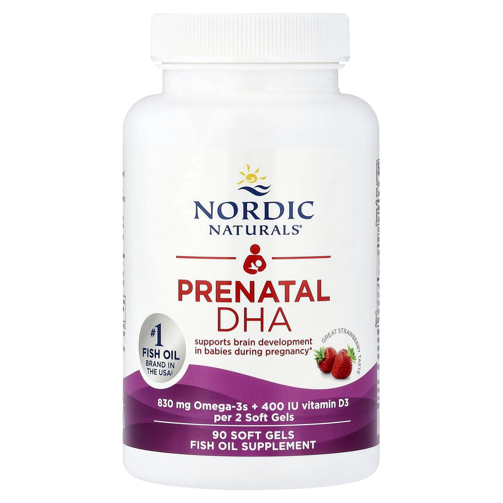 DHA для беременных Nordic Naturals Strawberry, 90 мягких капсул