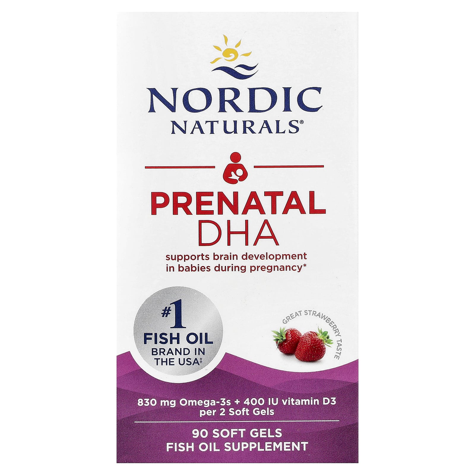 DHA для беременных Nordic Naturals Strawberry, 90 мягких капсул — фото 2