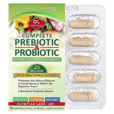 Пребиотик Olympian Labs Complete & Probiotic, 30 растительных капсул