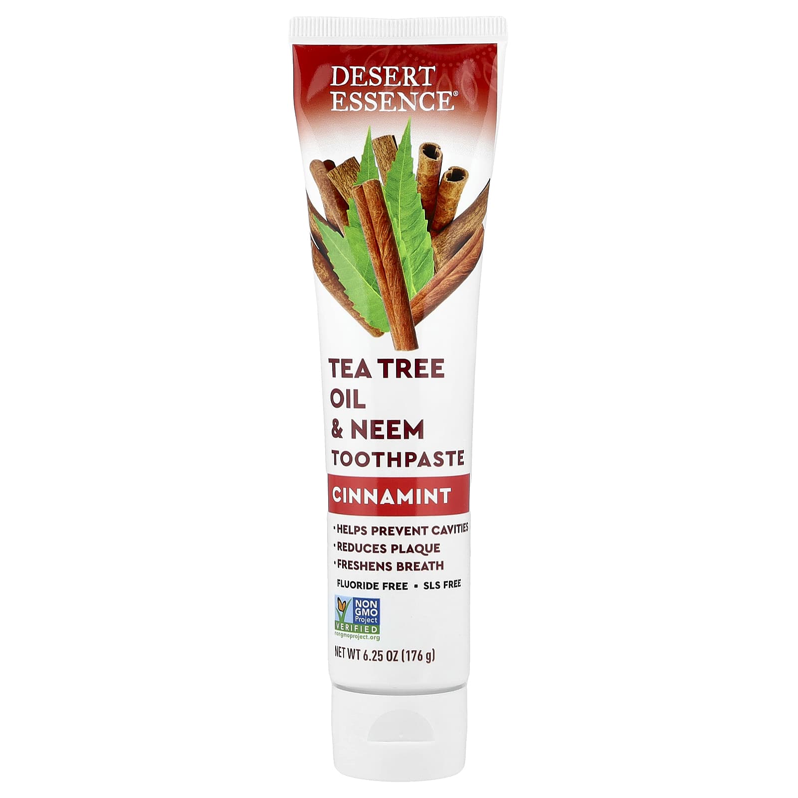 Масло чайного дерева Desert Essence & Neem Toothpaste, оттенок Cinnamint, 176 г