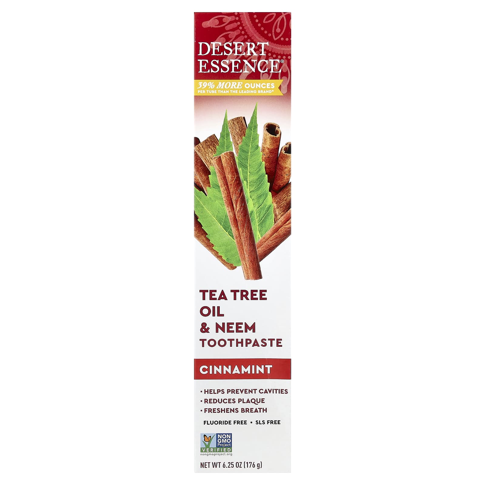 Масло чайного дерева Desert Essence & Neem Toothpaste, оттенок Cinnamint, 176 г — фото 2