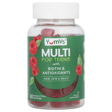 Биотин YumVs Multi For Teens Gummies with & Antioxidants, вкус Raspberry, 60 жевательных пастилок