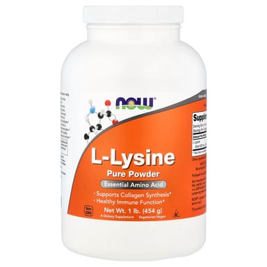 L-лизин NOW Foods L-Lysine Pure Powder, 454 г, порошок