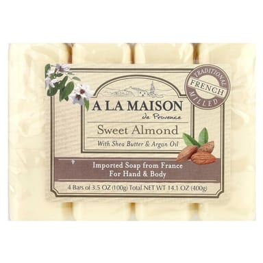 Мыло A La Maison de Provence Hand & Body Soap Sweet Almond, 100 г, 4 шт.
