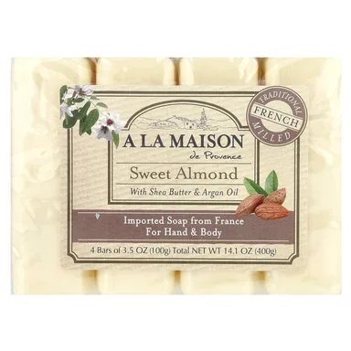 Фото товара: Мыло A La Maison de Provence Hand & Body Soap Sweet Almond, 100 г, 4 шт.