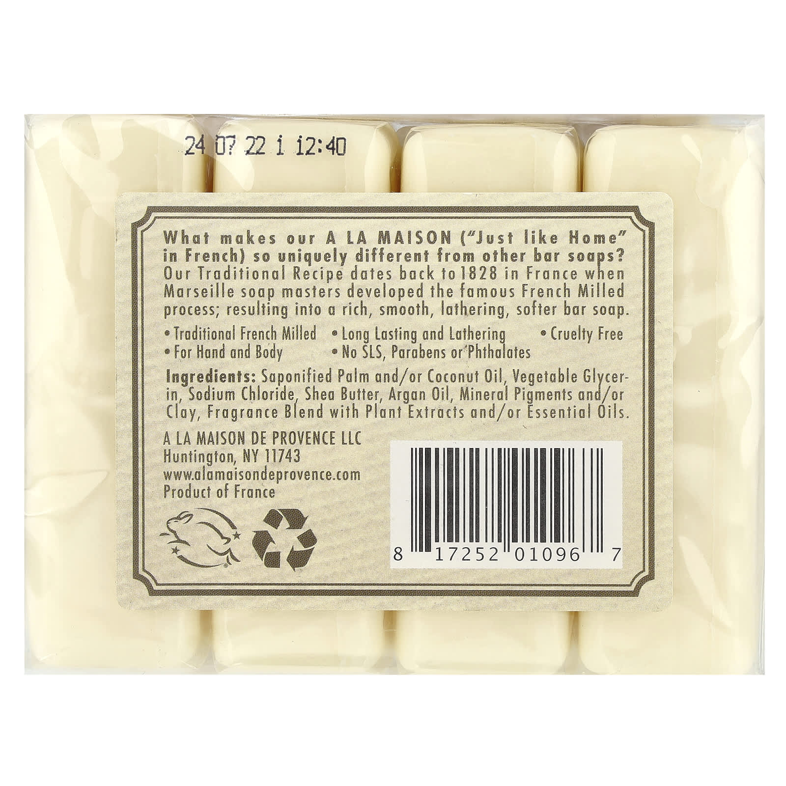 Мыло A La Maison de Provence Hand & Body Soap Sweet Almond, 100 г, 4 шт. — фото 2