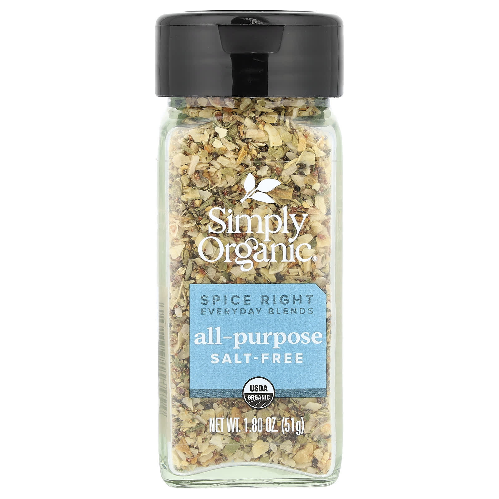 Simply Organic, Spice Right Everyday Blends, All-Purpose Salt-Free, 1.80 oz (51 g)