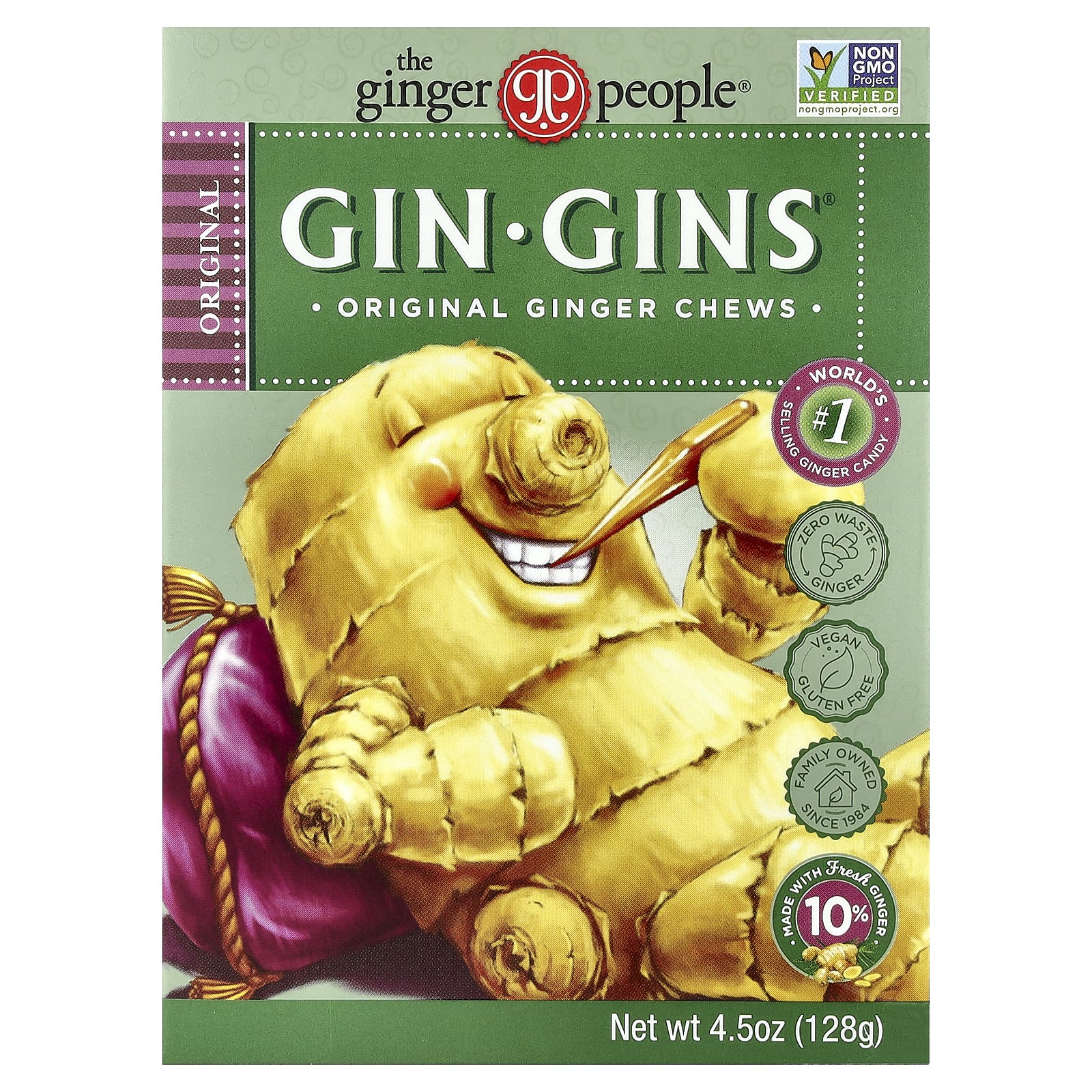 Имбирь The Ginger People Gin · Gins® Original Chews, 128 г, жевательные добавки — фото 2