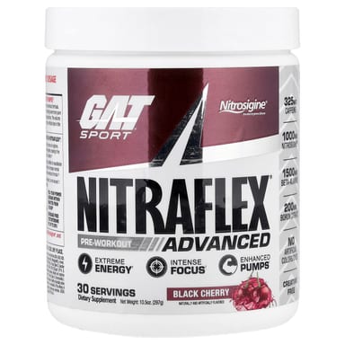 Предтренировочный комплекс GAT Sport NITRAFLEX® Advanced, вкус Black Cherry, 297 г