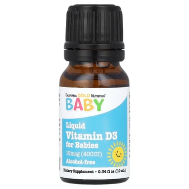 Капли витамина D3 California Gold Nutrition Baby, 10 мкг (400 МЕ), 10 мл