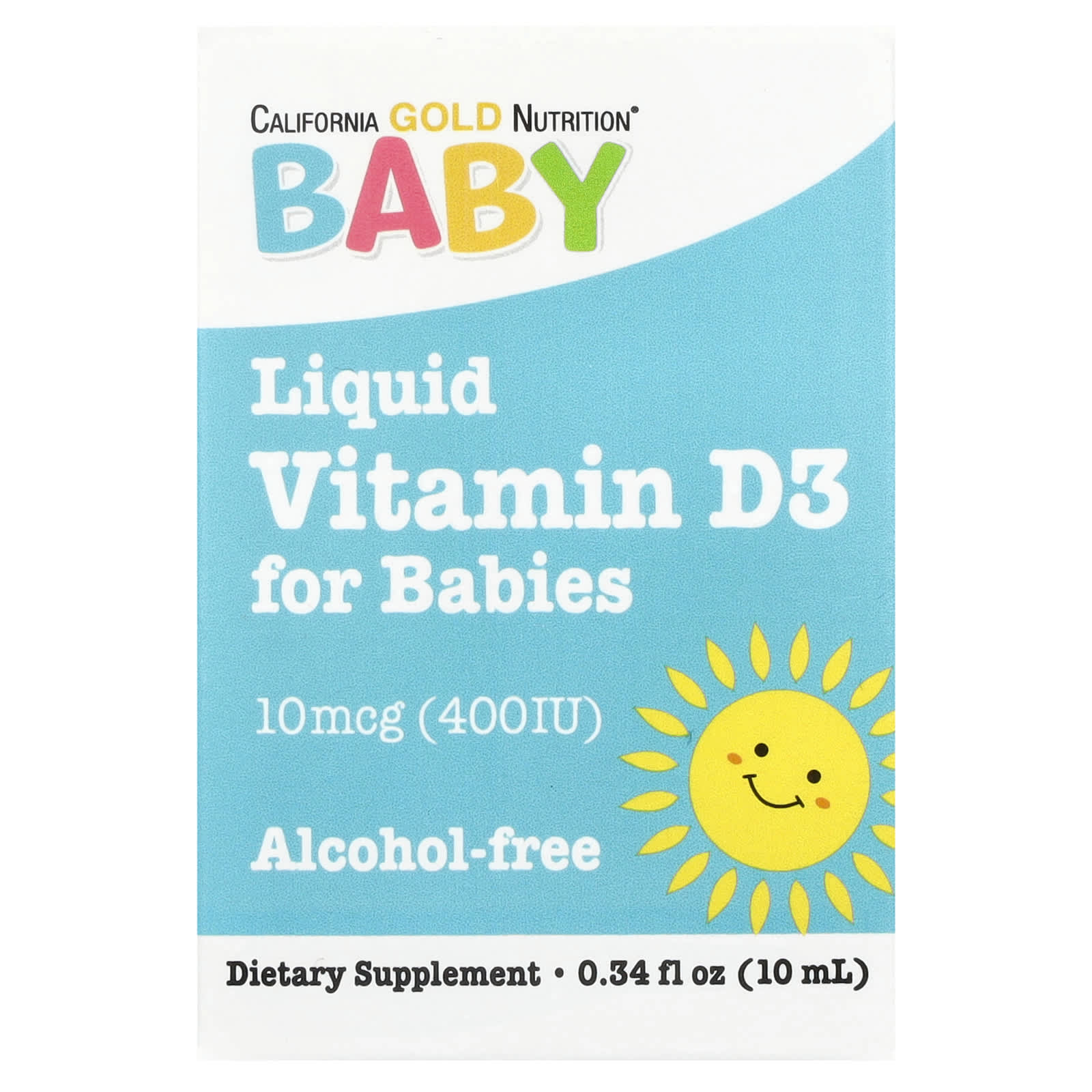 Капли витамина D3 California Gold Nutrition Baby, 10 мкг (400 МЕ), 10 мл — фото 2