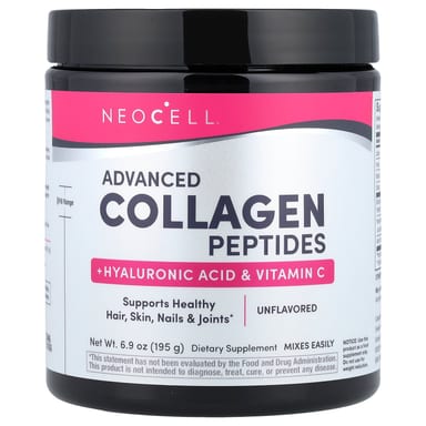 Гиалуроновая кислота NeoCell Advanced Collagen Peptides & Vitamin C, без вкуса, 195 г