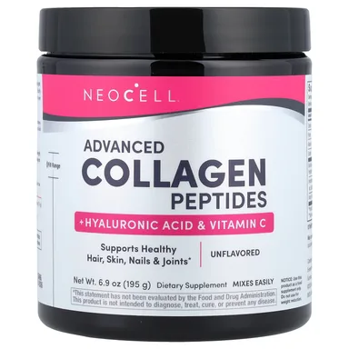 Фото товара: Гиалуроновая кислота NeoCell Advanced Collagen Peptides & Vitamin C, без вкуса, 195 г