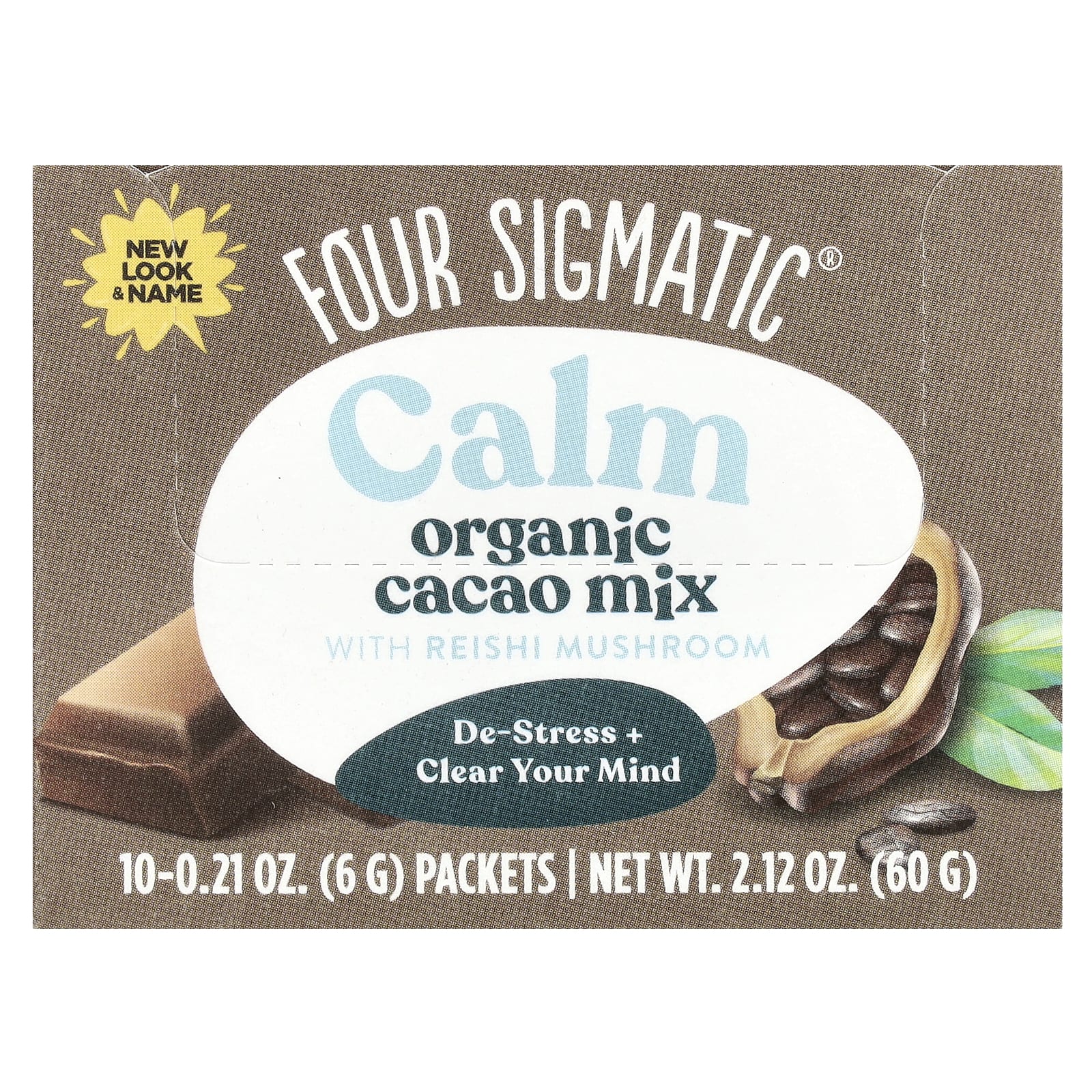Рейши Four Sigmatic Calm Organic Cacao Mix with Mushroom, оттенок 10 Packets, 6 г, саше