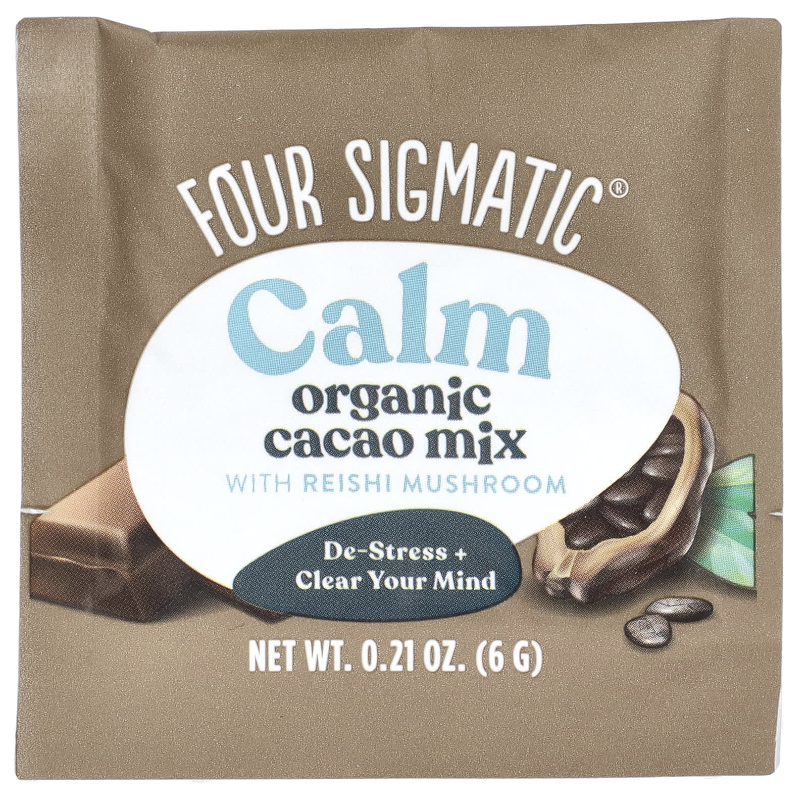 Рейши Four Sigmatic Calm Organic Cacao Mix with Mushroom, оттенок 10 Packets, 6 г, саше — фото 3
