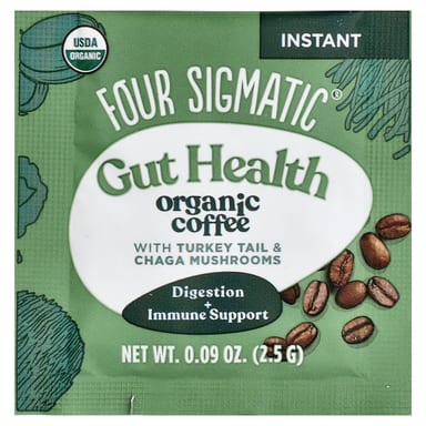 Растворимый кофе Four Sigmatic Gut Health Organic with Turkey Tail & Chaga Mushrooms Medium Roast, оттенок 10 Packets, 2.5 г, саше
