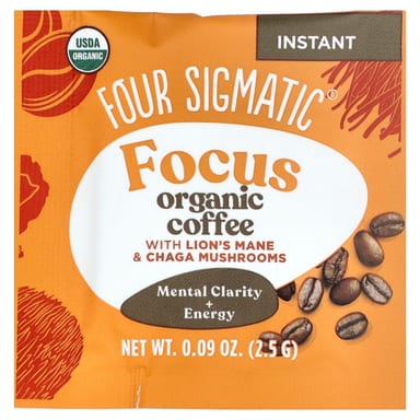 Ежовик гребенчатый Four Sigmatic Focus Instant Organic Coffee with & Chaga Mushrooms Medium Roast, оттенок 10 Packets, 2.5 г, саше