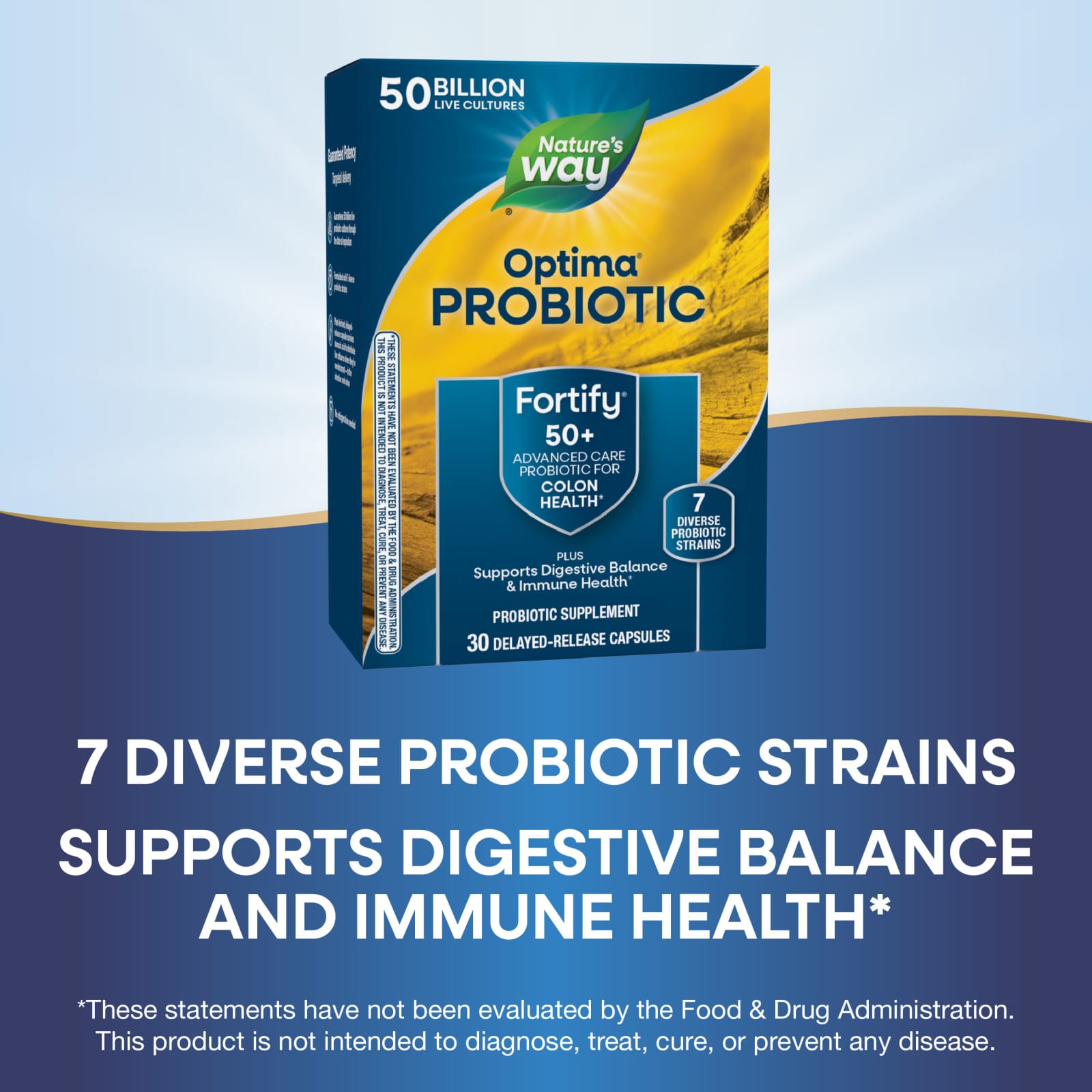 Пробиотик Nature's Way Optima® Fortify® 50+ 30 Delayed-Release Capsules, 50 млрд КОЕ, капсулы — фото 3