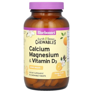 Витамин D3 Bluebonnet Nutrition EarthSweet Chewables Calcium Magnesium &, вкус Orange Vanilla, 90 жевательных таблеток