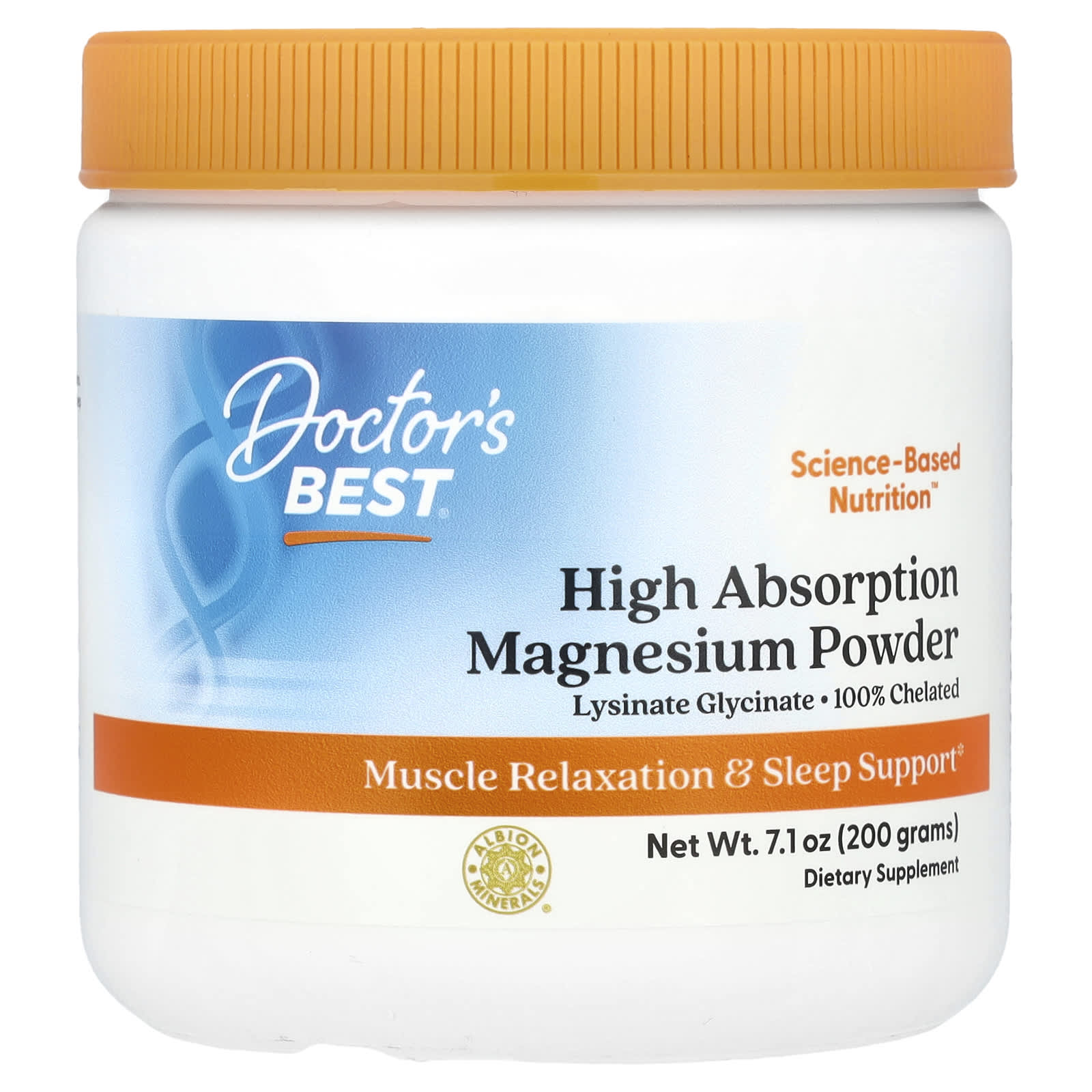 Магний Doctor's Best High Absorption Powder, 200 г, порошок