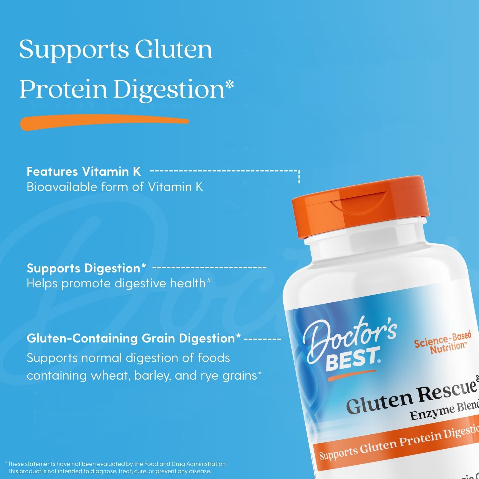Ферментный комплекс Doctor's Best Gluten Rescue®, 60 растительных капсул — фото 5