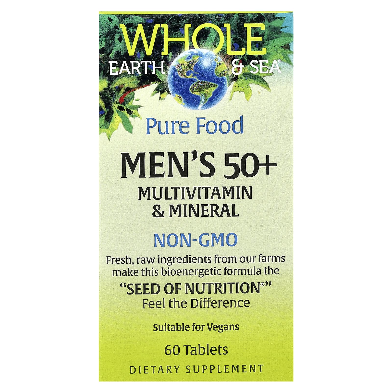 Мультивитаминно-минеральный комплекс Natural Factors Whole Earth & Sea® Men's 50+, 60 таблеток