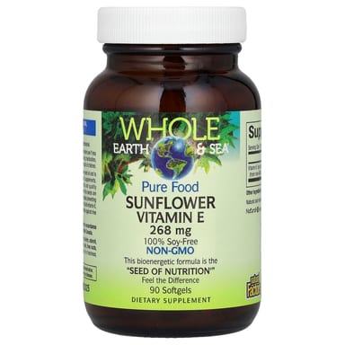 Витамин E Natural Factors Whole Earth & Sea® Pure Food Sunflower, 268 мг, 90 мягких капсул