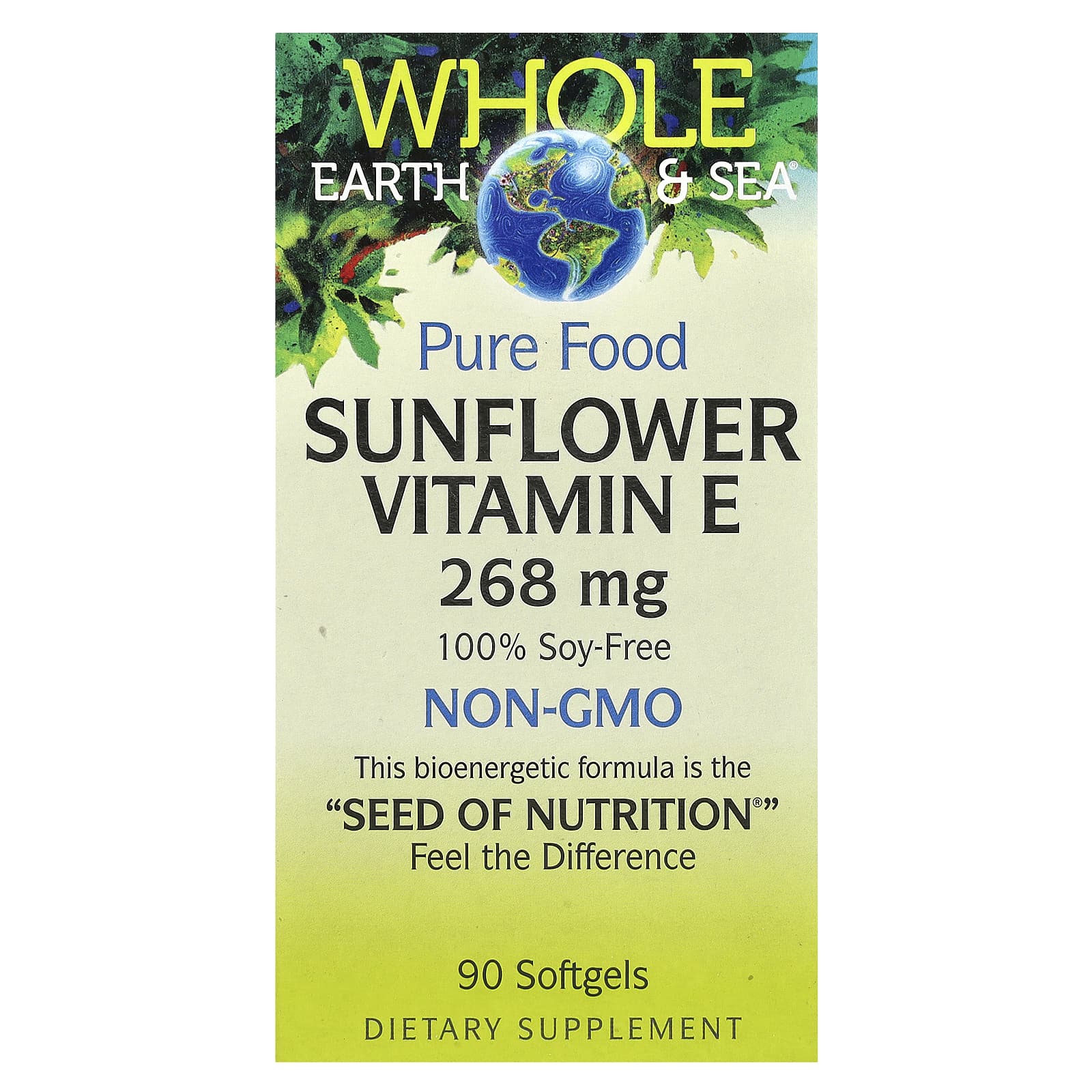 Витамин E Natural Factors Whole Earth & Sea® Pure Food Sunflower, 268 мг, 90 мягких капсул — фото 2