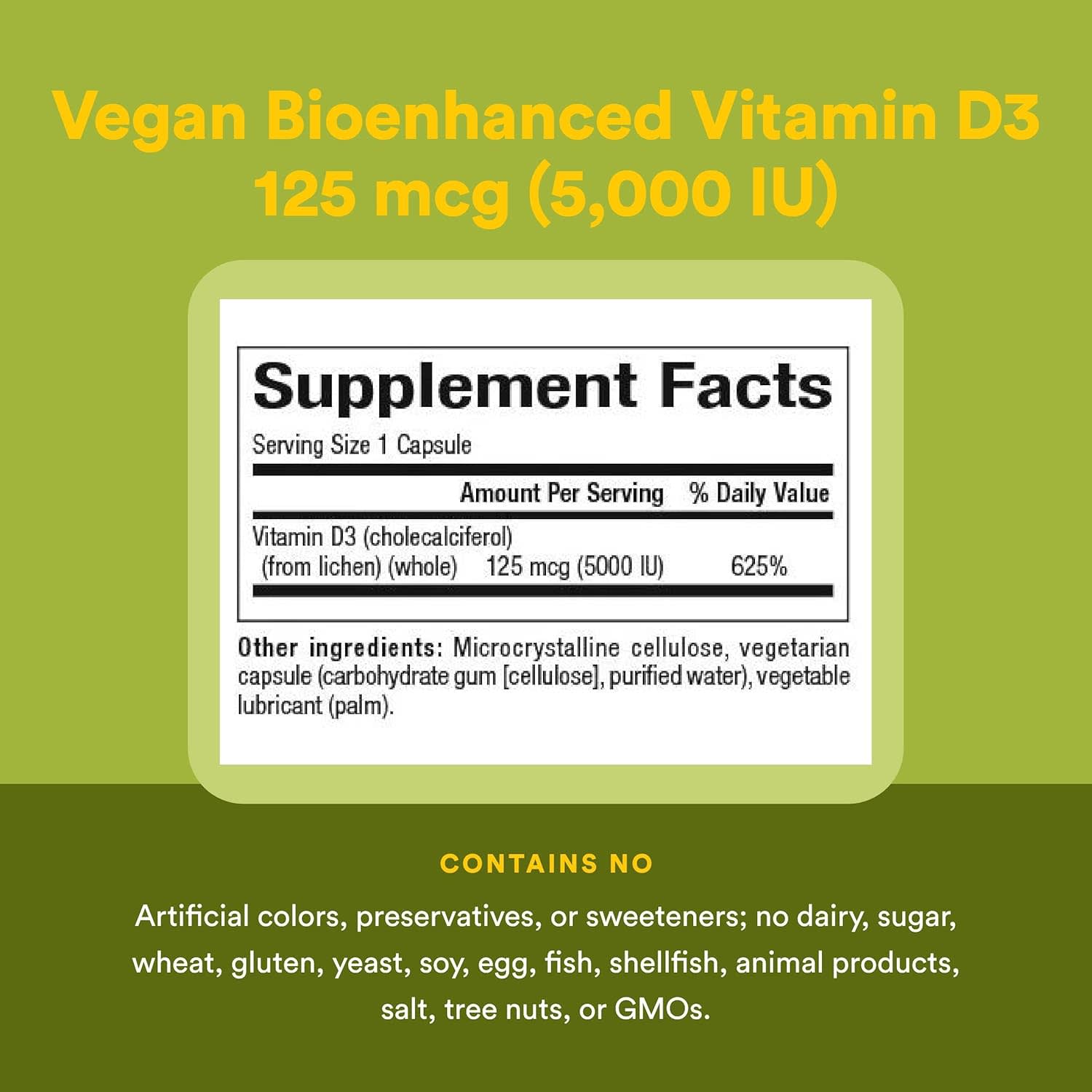 Витамин D3 Natural Factors Whole Earth & Sea® Vegan Bioenhanced, 125 мкг (5000 МЕ), 60 растительных капсул — фото 4