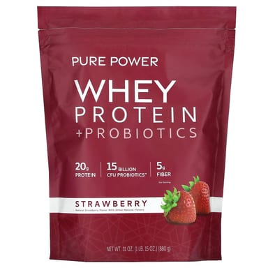 Сывороточный протеин Dr. Mercola Pure Power Probiotics, вкус Strawberry, 880 г