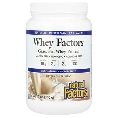 Сывороточный протеин Natural Factors Whey Factors Grass Fed, вкус Natural French Vanilla, 340 г