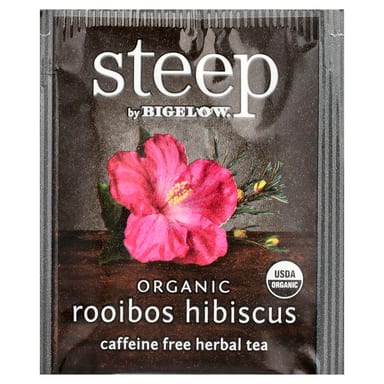 Травяной чай Bigelow Steep Organic Rooibos Hibiscus 20 Tea Bags, без кофеина, 45 г, чайные пакетики
