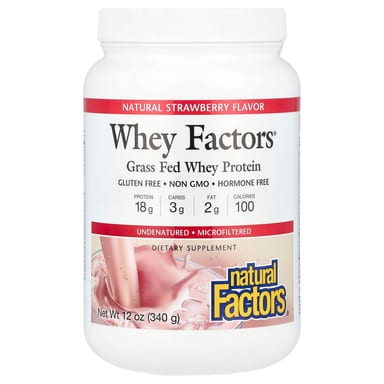 Сывороточный протеин Natural Factors Whey Factors Grass Fed, вкус Natural Strawberry, 340 г
