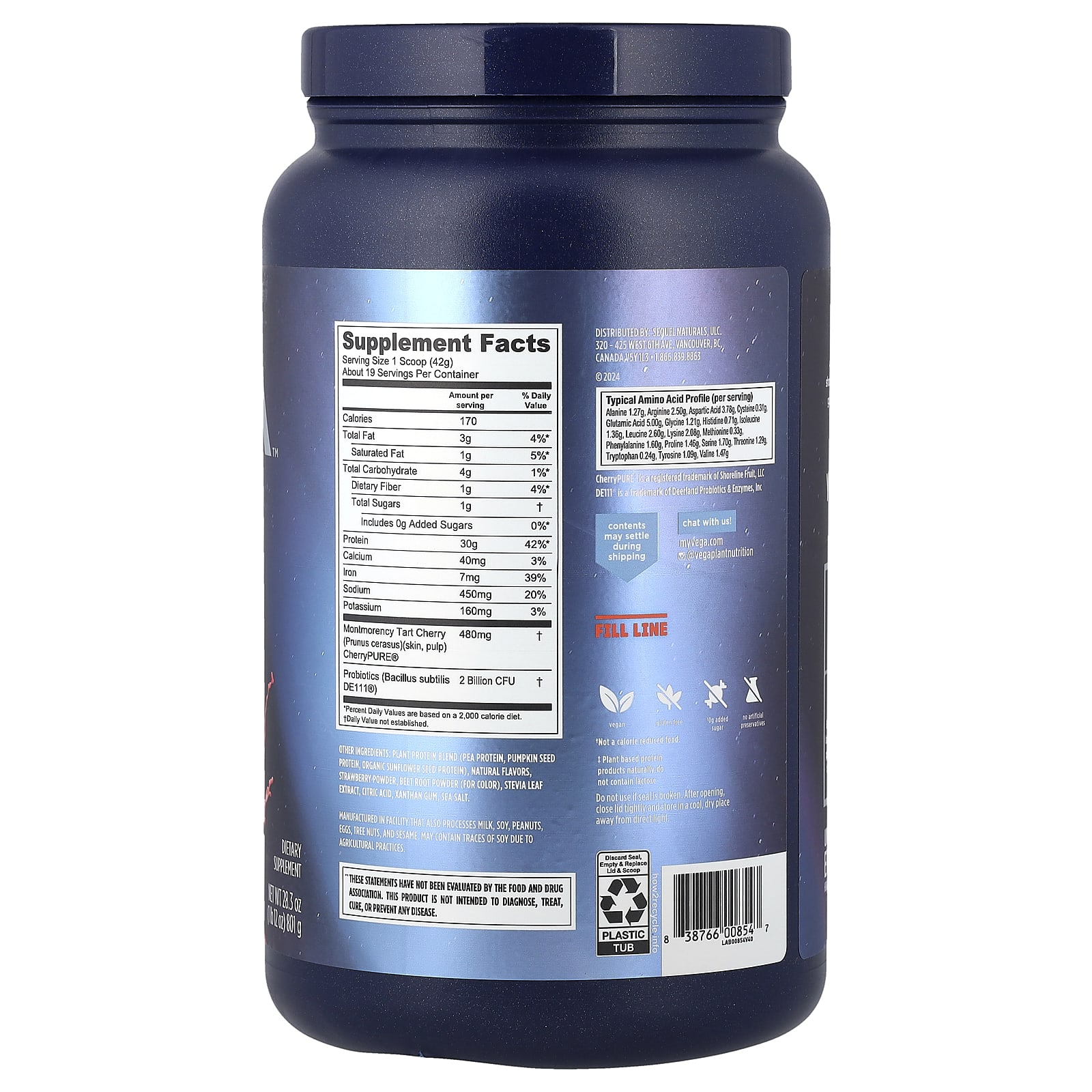 Протеин Vega Plant-Based Performance Recovery, вкус Berry, 801 г — фото 2