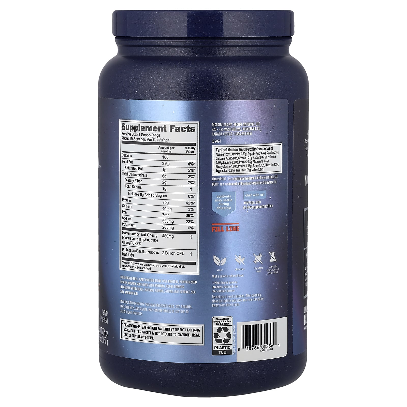 Шоколад Vega Plant-Based Protein Performance Protein Recovery, вкус Creamy Chocolate, 837 г — фото 2