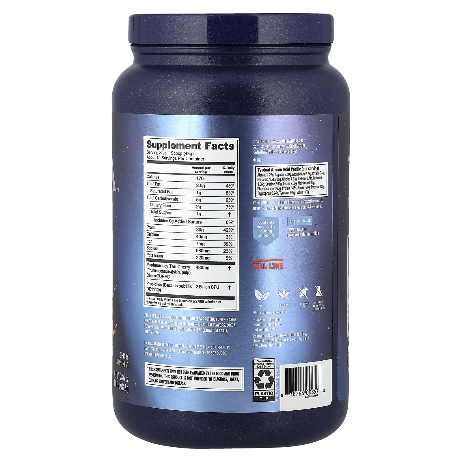 Протеин Vega Plant-Based Performance Recovery, оттенок Mocha, 812 г — фото 2