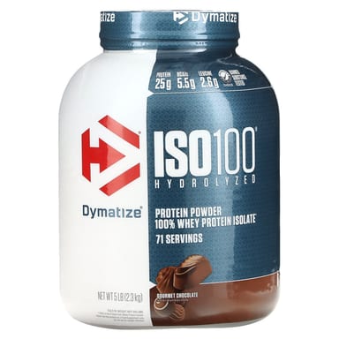 Сывороточный протеин Dymatize ISO100® Hydrolyzed 100% Isolate, вкус Gourmet Chocolate, 2.3 кг