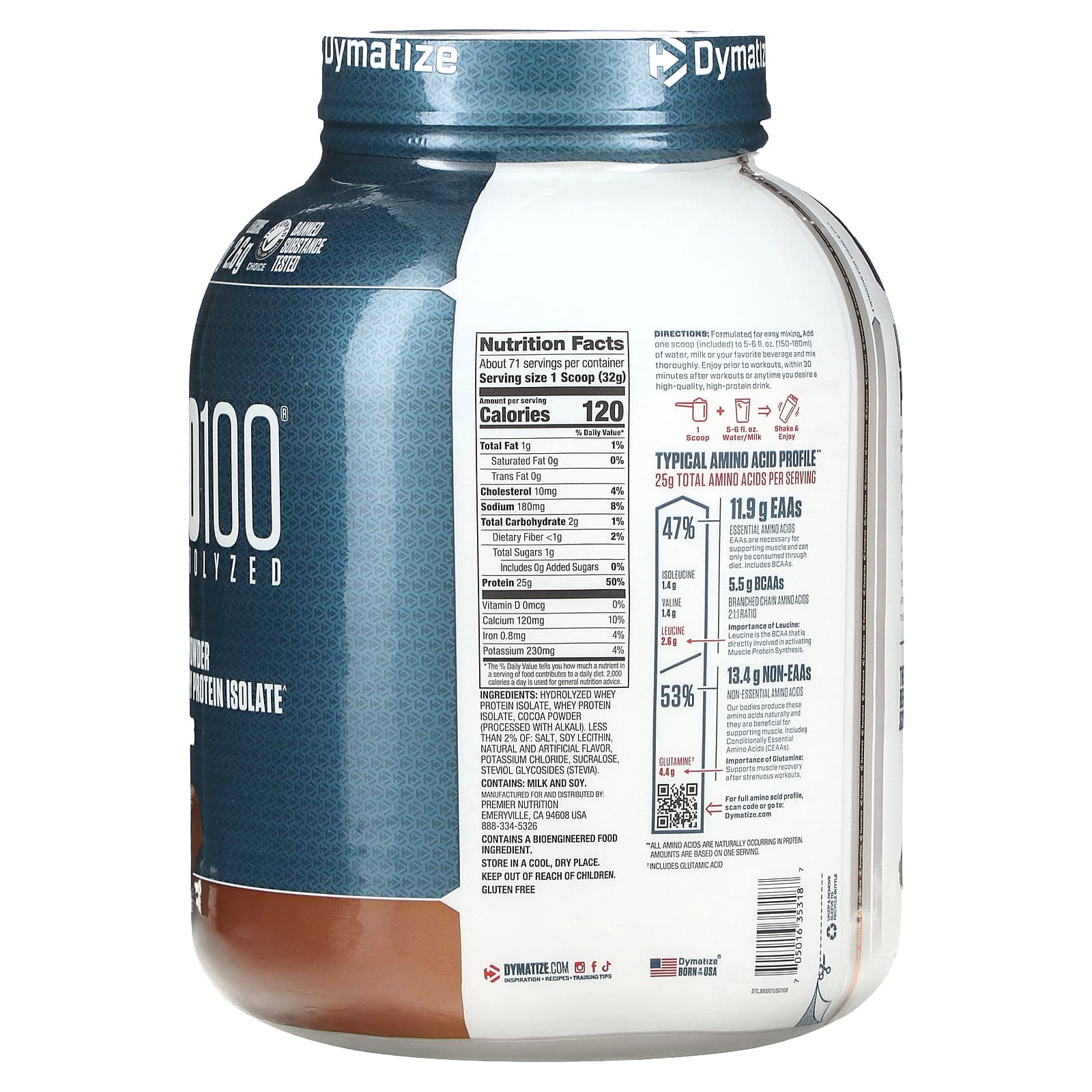 Сывороточный протеин Dymatize ISO100® Hydrolyzed 100% Isolate, вкус Gourmet Chocolate, 2.3 кг — фото 2