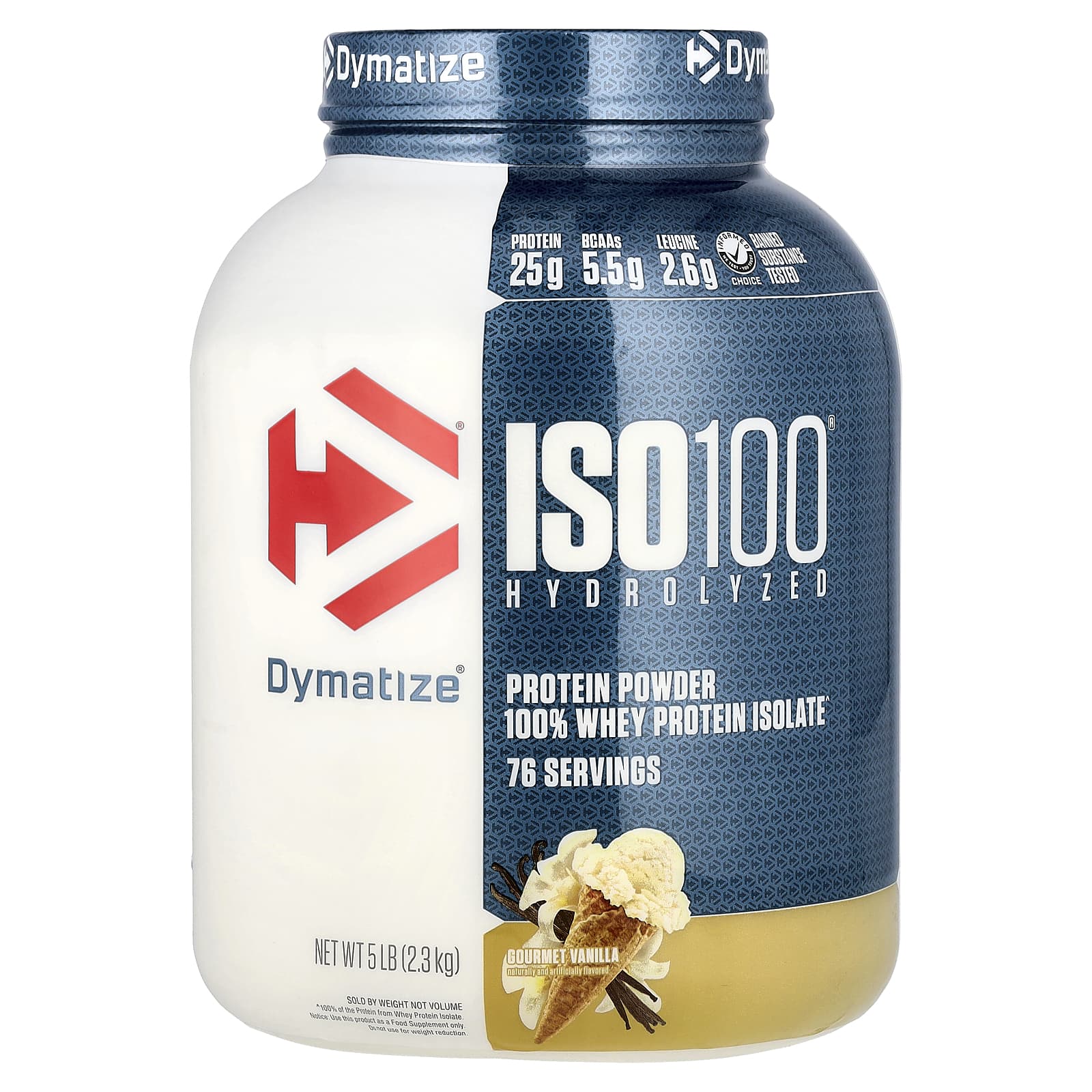 Сывороточный протеин Dymatize ISO100® Hydrolyzed 100% Isolate, вкус Gourmet Vanilla, 2.3 кг