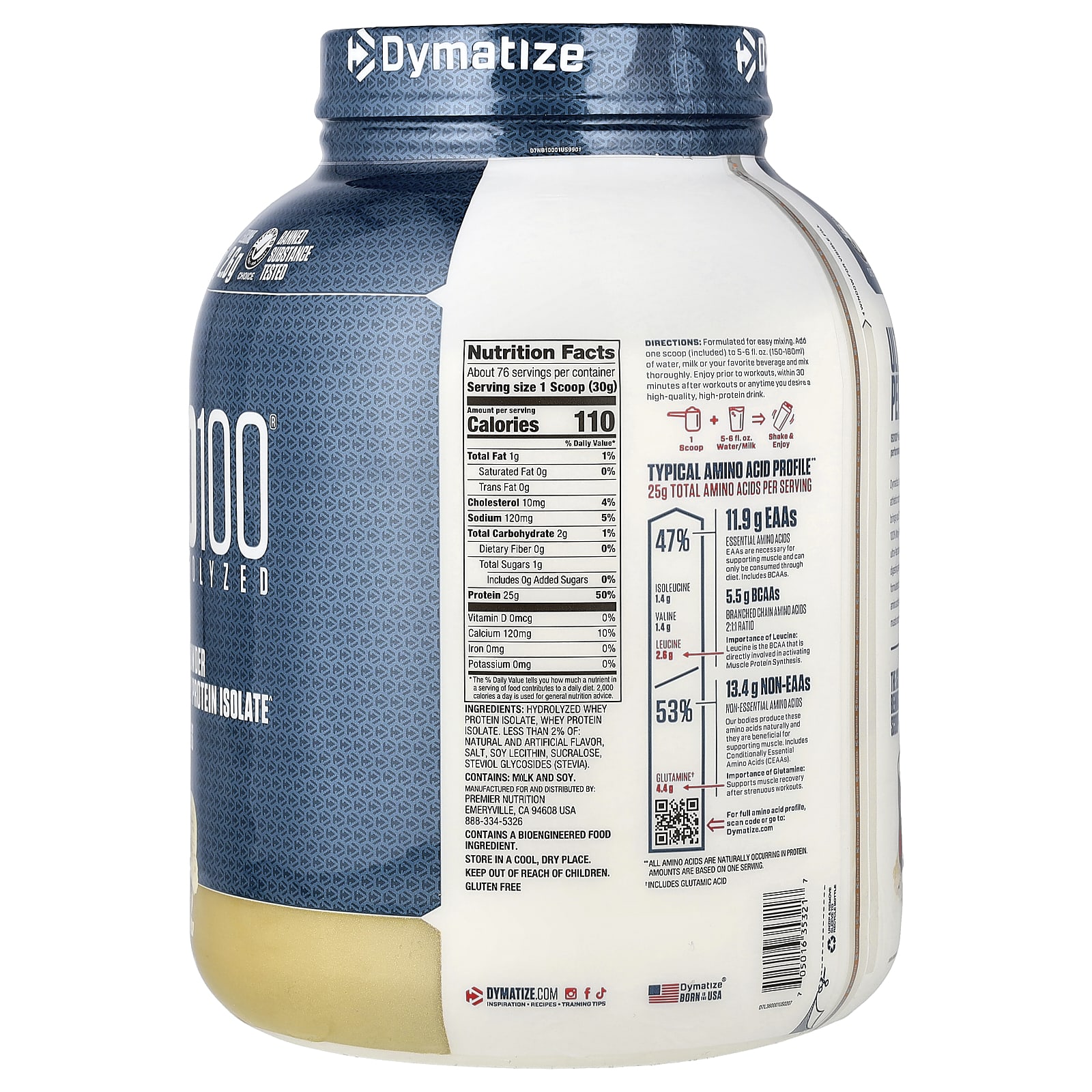 Сывороточный протеин Dymatize ISO100® Hydrolyzed 100% Isolate, вкус Gourmet Vanilla, 2.3 кг — фото 2