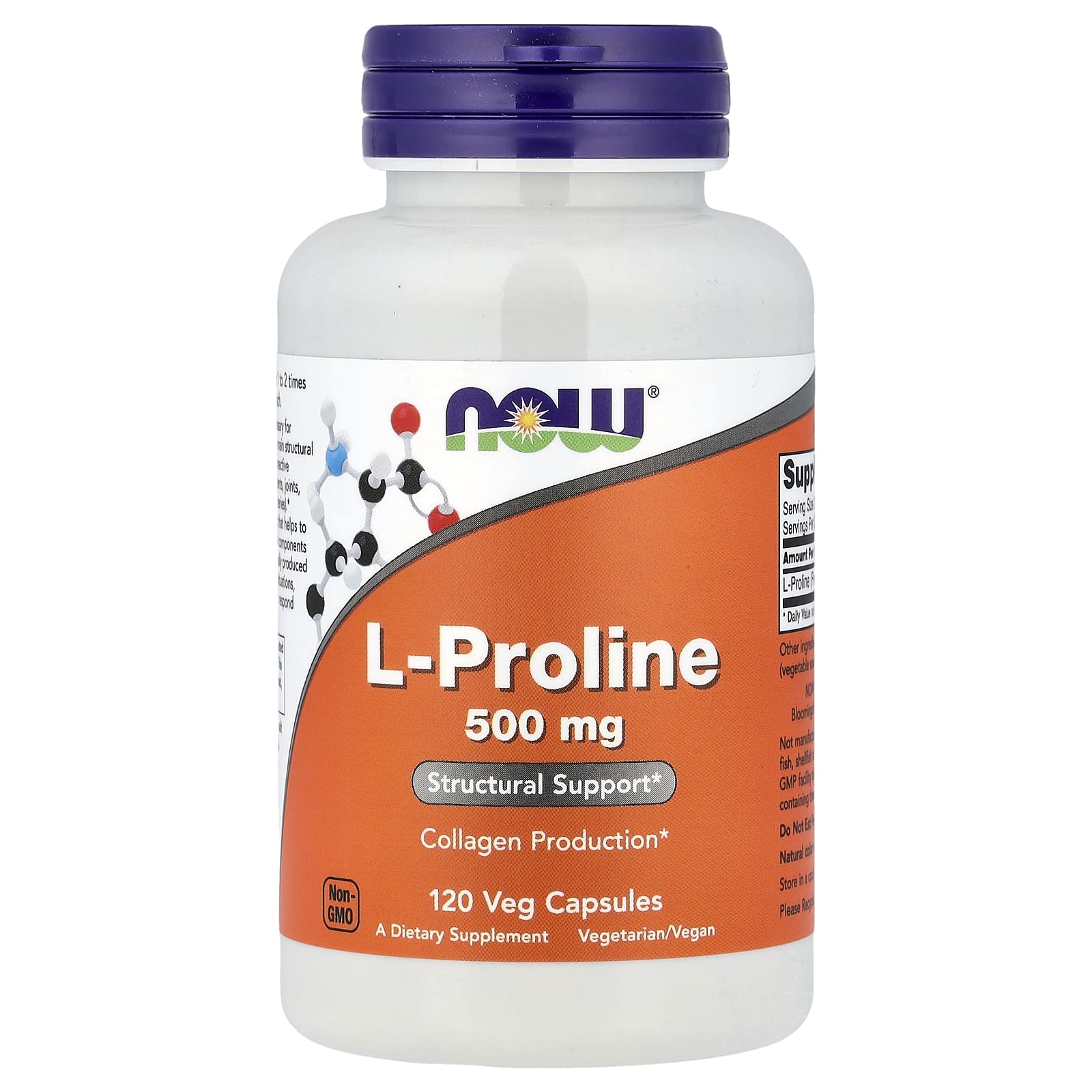 L-Proline NOW Foods, 120 вегетарианских капсул (0.5 г на капсулу)